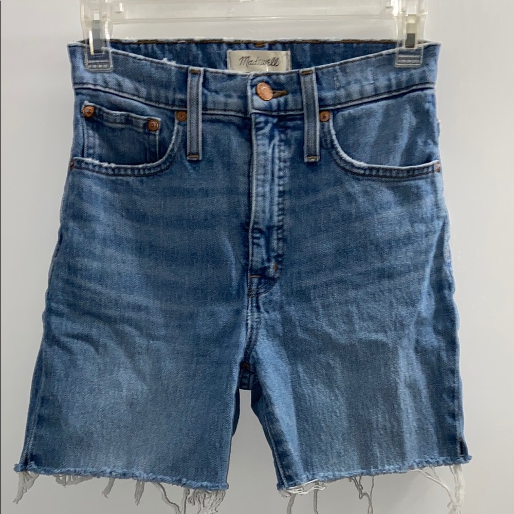Madewell Classic Blue Denim Frayed Shorts 24
